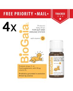 4x BioGaia Probiotics Drops With Vit. D3 for Baby, Infants, Newborn and Kids 5ml
